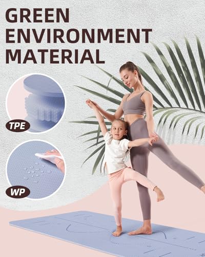 YOTTOY Yoga Mat, 72"x 32"x1/3" Extra Wide Non-Slip Exercise Fitness Yoga Mats,Eco-Friendly TPE Exercise Mats for Women Men...