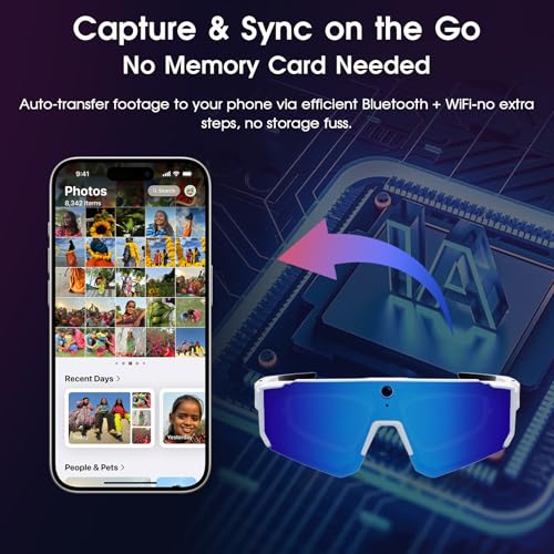 padom AI Smart Glasses with Camera 4K, 8MP HD Video Recording Glasses with Camera, Built-in Storage(No SD Card Needed), We...