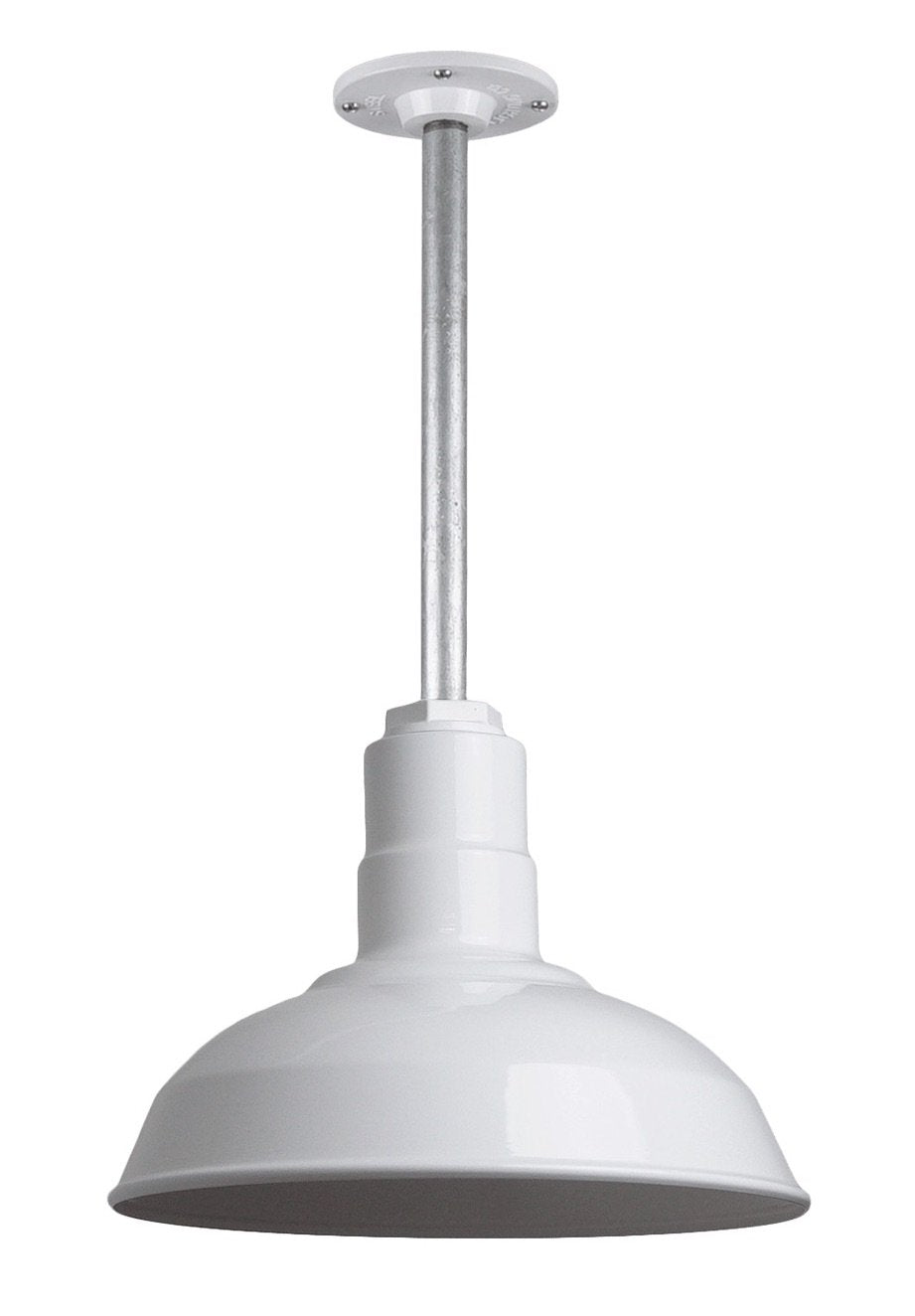 Steel Lighting Co. El Segundo Barn Light - 12in Dome, 12in Stem, Heavy Duty Alloy Steel, White Finish