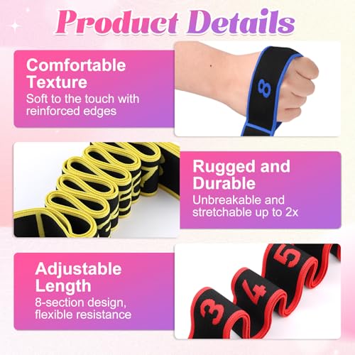 Fitness Resistance Band for Stretching and Yoga, Multifunction Tension Rope,8 Loops Elastic Exercise Bands,Adjustable Band...