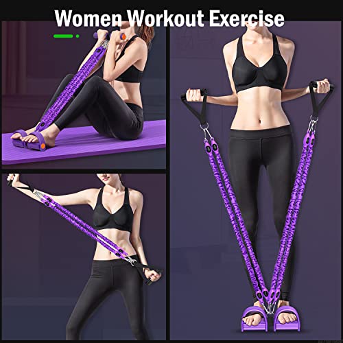 Foot Pedal Resistance Band with Handle Sit up Exerciser for Women Men Full Body Muscle Workout, Adjustable Pull Rope for L...