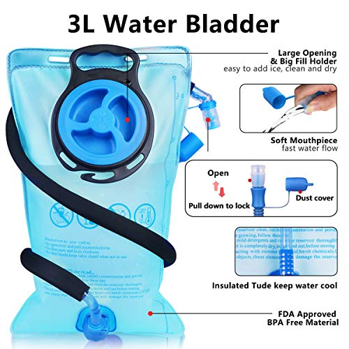 Lunidry Insulated Hydration Pack Backpack with 3L BPA Free Leak-Proof Water Bladder, Keep Liquids Cool for Up to 5 Hours, ...