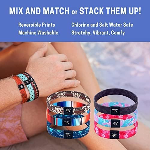 Hang Loose Bands - Coastal Surfer Beach Bracelet for Men, Women & Teens - Comfy Summer - Boho Reversible Wristband- Rise N Shine
