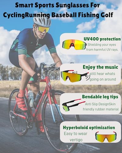 Smart Glasses, Polarized Bluetooth Sunglasses, Built-in Mic & Speakers, UV Protection Audio, Sport Sunglass