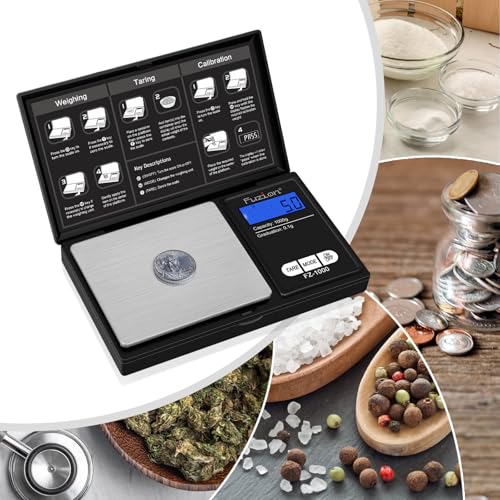 Fuzion Digital Pocket Gram Scale 1000g/0.1g, Small Digital Scales Grams Ounces Grains, Herb Scale, Jewelry Scale, Portable...