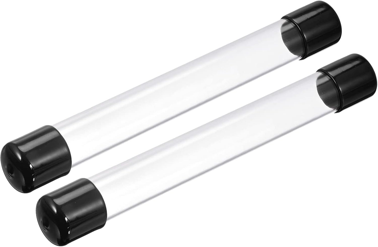 PATIKIL Clear Rigid Tube Round Plastic Tubing with Black Rubber Caps Polycarbonate Water Pipe, 305mm/ 12 Inch Length, 22mmx25mm/0.87"x1", 2 Set