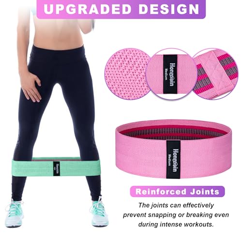 Honmein Resistance Bands for Working Out, 3 Levels Exercise Bands Workout Bands Set for Women Men, Hip Legs Booty Bands fo...