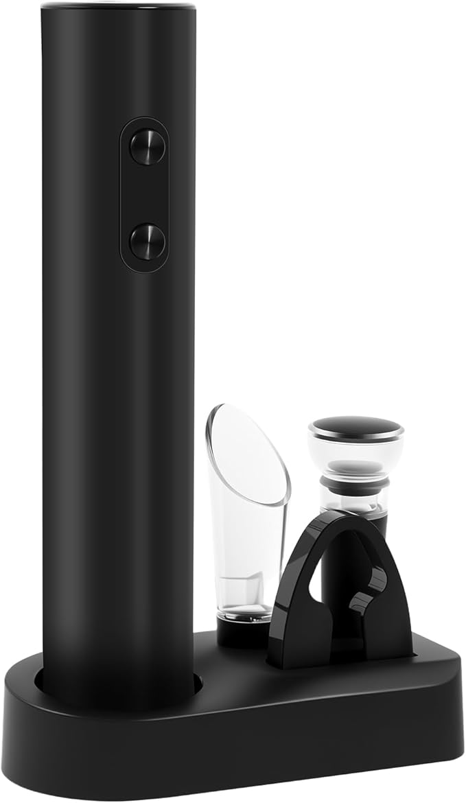 1Pcs Electric Wine Opener Set Efficient Wine Bottle Opener Set with Stand Foil Cutter Wine Pourer Vacuum Stopper Practical Wine Corkscrew Set for Home Party Bar Outdoor