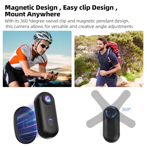 dahocamgo 4K Mini Body Camera, Sports POV Cameras, Portable Body Cam, Thumb Action Camera, Waterproof Wearable Camera, Hel...