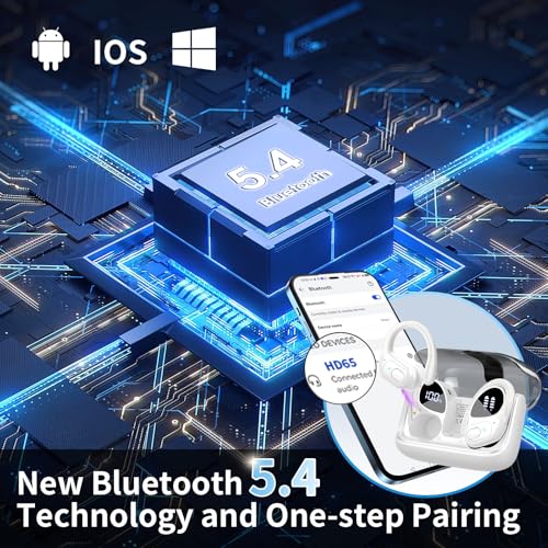 Wireless Earbuds 75hrs Bluetooth 5.4 Headphone Sport, 2026 Bluetooth Earbuds Stereo Deep Bass Over Ear Bud with Earhooks, ...