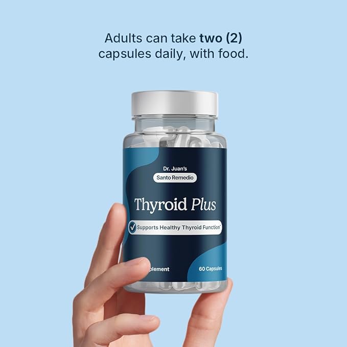 Santo Remedio Thyroid Plus, Thyroid Health, Healthy Brain, Healthy Energy Levels, Immune Health, Contains Vitamin B12, Iodine, Selenium, Zinc, Copper, L-Tyrosine, 60 Capsules, 30 Servings