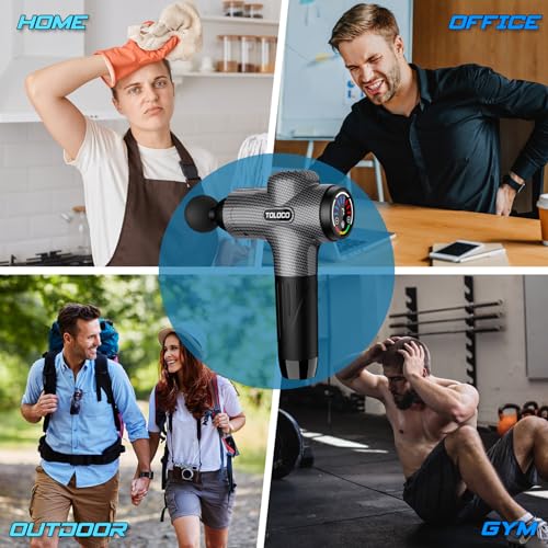TOLOCO Massage Gun, Upgrade Deep Tissue Back Massager with 10 Replacement Heads, Percussion Massage Guns for Athletes for ...