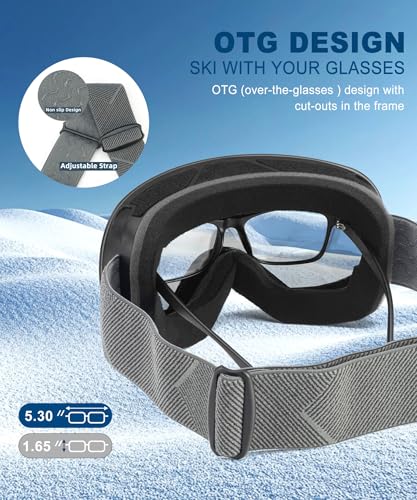 QALLY 2Pack Ski Goggles for Men Women Snow Goggles Anti fog Snowboard Goggles with 100% UV Protection
