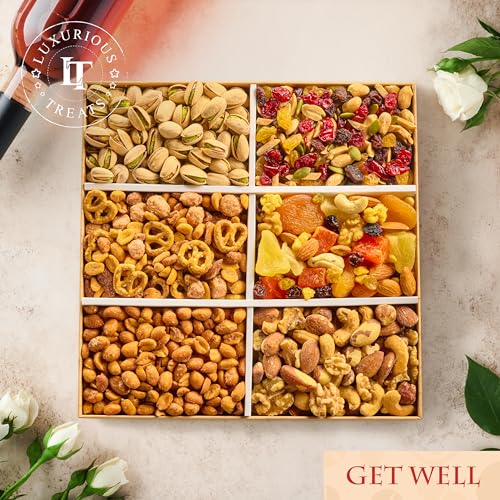 Mixed Nuts Gift Basket - Get Well Soon Gift Baskets for Adults Gourmet Feel Better Surgery Sympathy Gift Nuts Variety Pac...