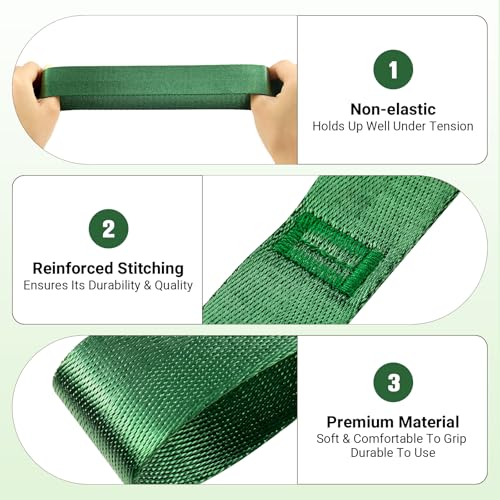 Kiemeu Stretch Strap With Loops For Physical Therapy, Yoga Straps For Stretching With Loops, Non-elastic Leg Straps For Kn...