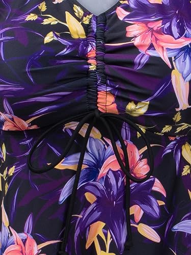 Fanuerg Women's Flowy Tankini Top Only Ruffle Sleeve Swim Bathing Suit Tops Modest Drawstring Swimsuit Top No Bottom