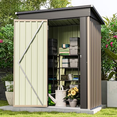 Patiowell 5x3 FT Outdoor Storage Shed, Tool Shed with Sloping Roof and Lockable Door, Metal Shed for Backyard Garden Patio...