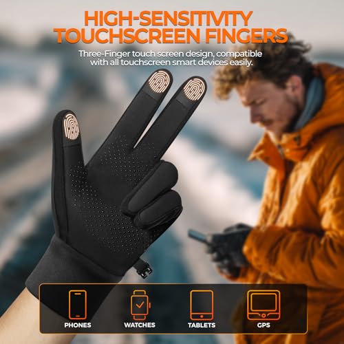 rivmount Winter Gloves Women Men, Cold Weather Touch Screen Liner Glove, Windproof 3-Layers, for Running, Cycling, Biking,...