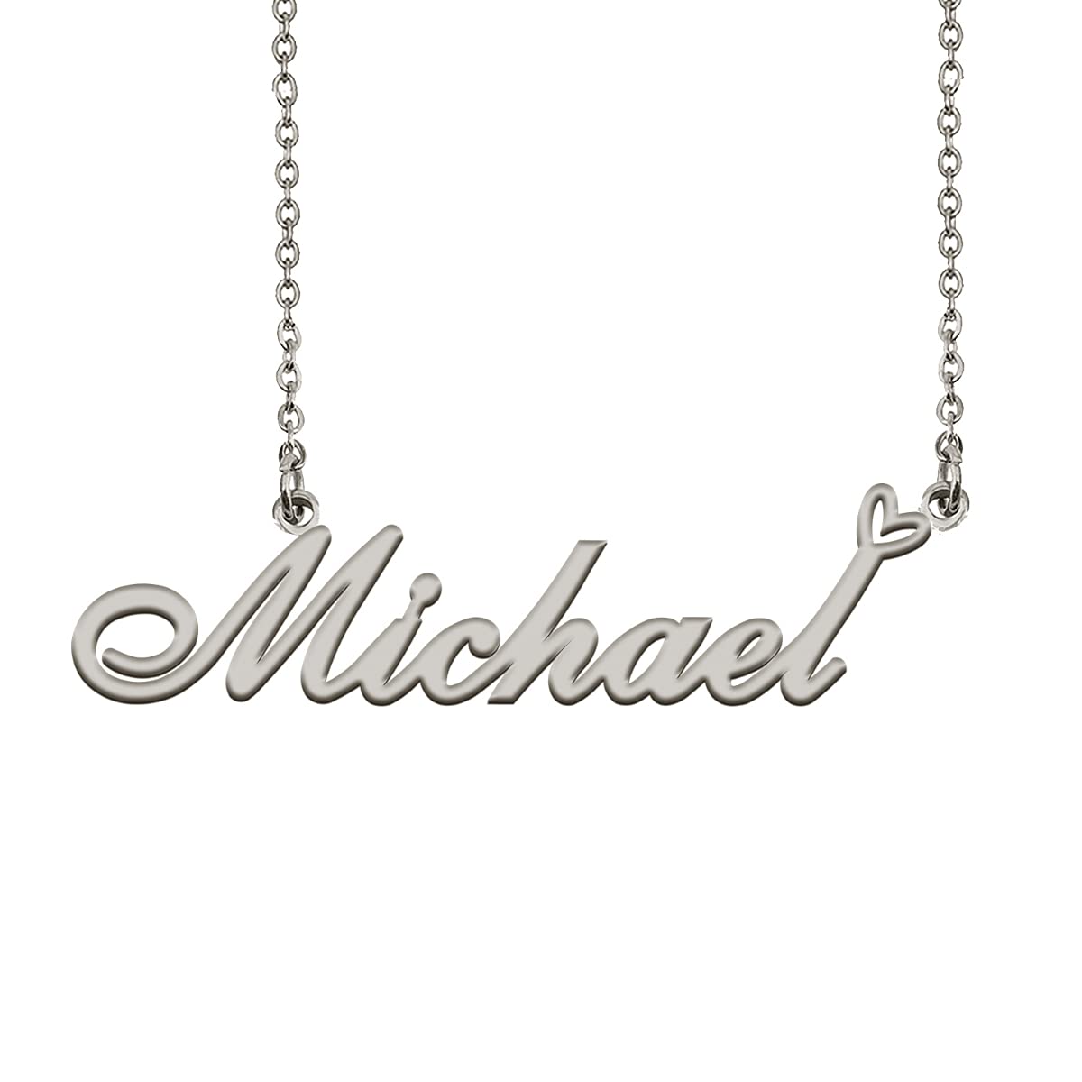 HUAN XUN Initial Name Necklaces Silver for Women Michael Necklace Heart Pendant Jewelry for Christmas