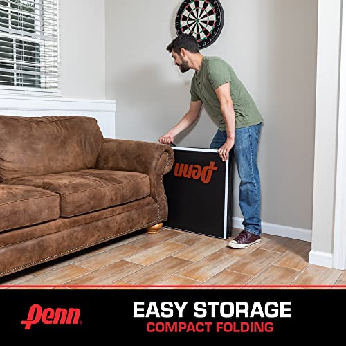 Penn Full-Size Ping Pong Table - Easy Setup, Engineered Wood, Black/White/Red - Preassembled Table Tennis Set - Foldable P...