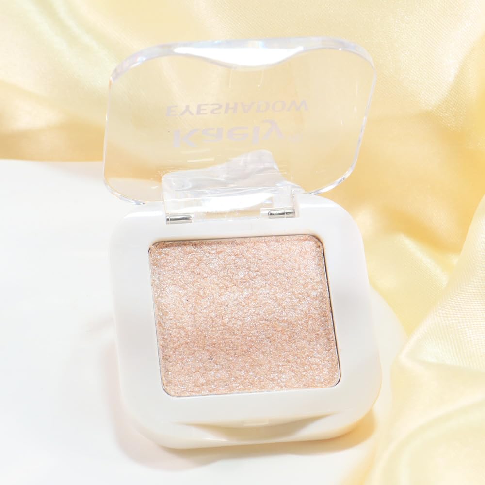 HHLTOH Pressed Single Eyeshadow Palette - Mini Shadow in Pearl White | Shimmer & Glitter Makeup for Women | Highly Pigmented, Bl