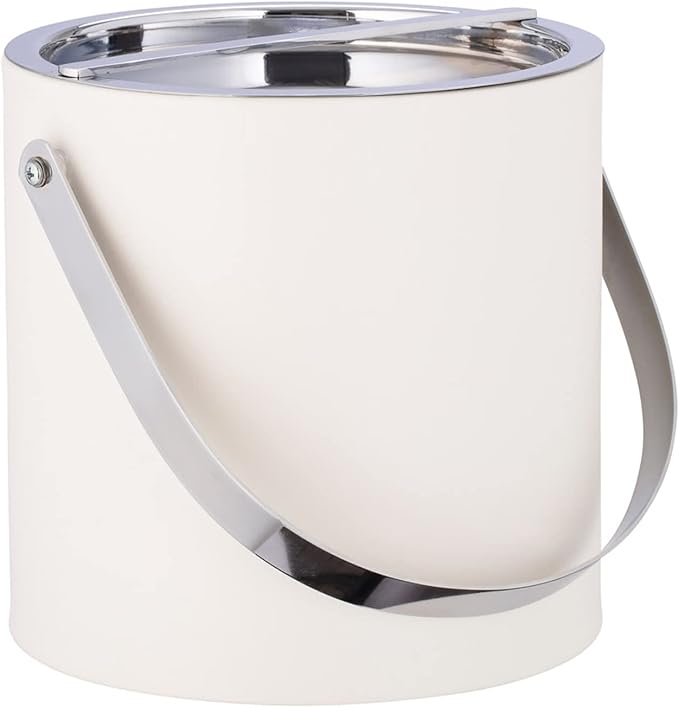 Kraftware 3qt Polished Chrome Arch Handle & Bridge Cover: White Manhattan 3 quart Ice Bucket, Small