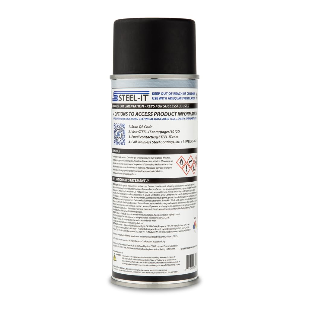 Steel-It 1012D Polyurethane, Industrial Paint Coatings, Weldable, Easy to Apply - Black (1 Pack)