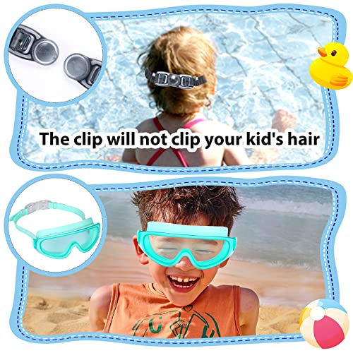 Theuzi 3 Pack Kids Swim Goggles, Swimming Glasses with One-Piece Wide Vision Lens from 3 to 15 Years Old