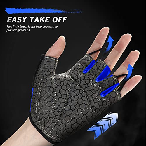 HTZPLOO Bike Gloves for Men Women with Anti-Slip Shock-Absorbing Pad, Light Weight Half-Finger Cycling Gloves