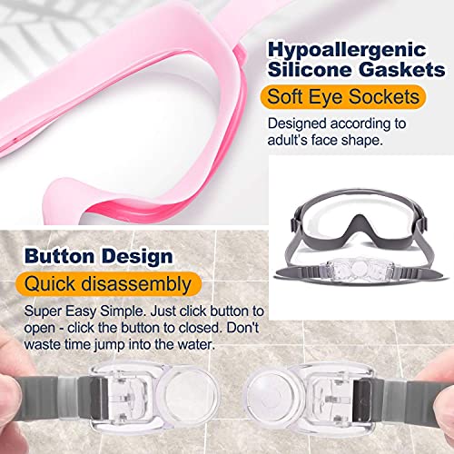 Braylin Adult Swim Goggles, 2-Pack Wide View Swim Goggles for Men Women Youth Teen, Anti-Fog, Over 15