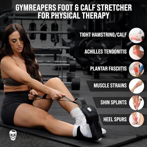 Gymreapers Foot and Calf Stretcher for Plantar Fasciitis, Achilles Tendonitis, Rehabilitation - Flex Strap for Physical Th...