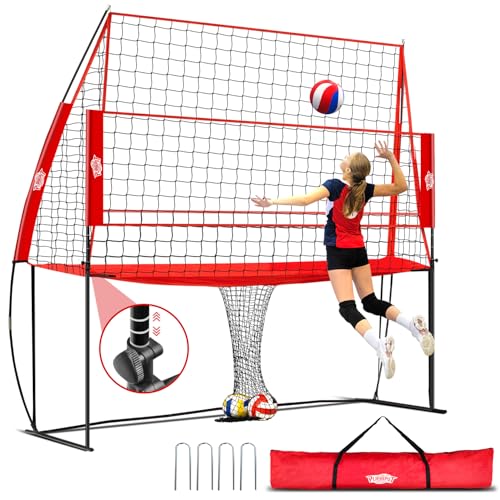 Volleyball Training Equipment,Height Adjustable Volley Ball Practice Net Station for Serving, Spiking, Hitting Practice,Ea...