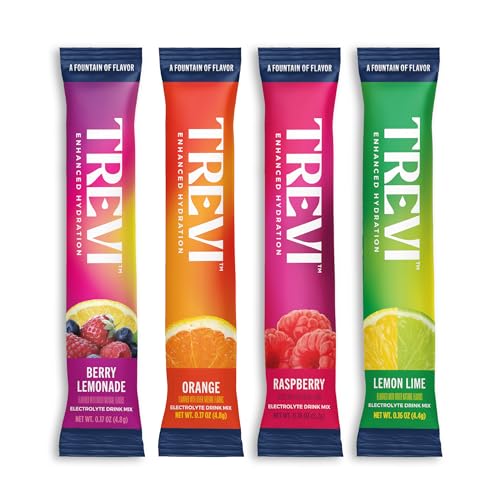 TREVI™ Sugar Free Electrolytes - Drink Mix Hydration Powder Packets - 28 Count - Original Variety Pack - Berry Lemoande, L...