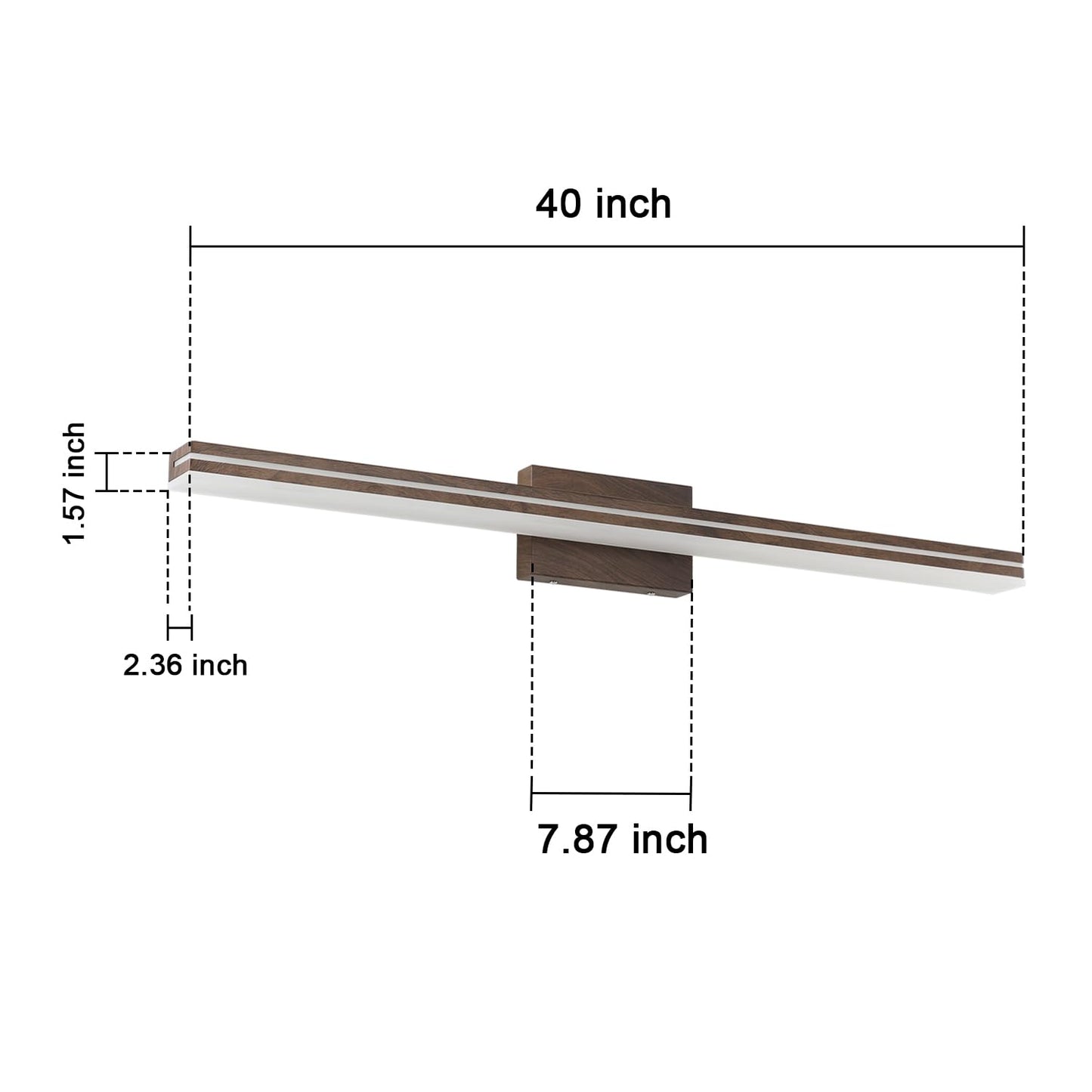 Sinerise 40-Inch Led Modern Bathroom Vanity Light Bar  Brown Modern Acrylic Bathroom Wall Lighting Fixtures Over Mirror (Cool White 6000K)