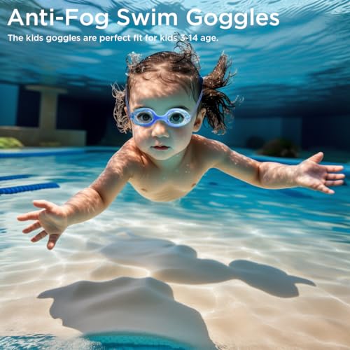 Berallo Kids Swim Goggles, 2 Pack Full Protection Swimming Goggles No Leaking Anti-Fog Child Age 3-14