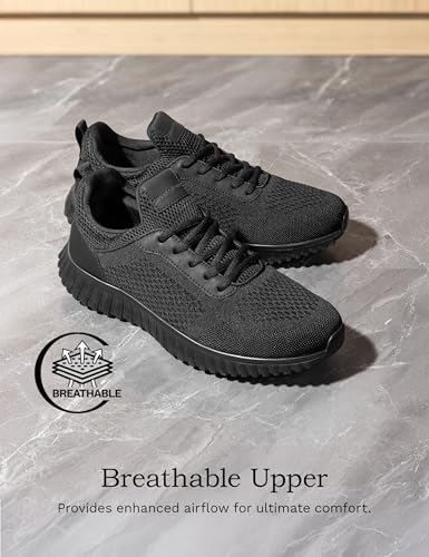 Bruno Marc Men's Non Slip Work Shoes Walking Zapatos Trabajo Black & Lightweight Sneakers Food Service Chef Kitchen Restau...
