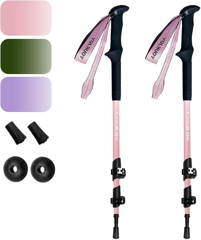 Yourjoy Hiking Trekking Poles, Macaron Colors 2 Pack Anti Shock, Adjustable, Collapsible Hiking Poles for Trekking or Walk...