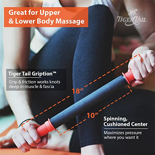 Tiger Tail 18in Massage Stick Portable Roller, Handheld, Deep Tissue Foam Roller, Body Massage and Myofascial Release Tool...