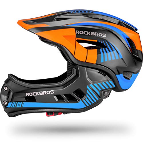 ROCKBROS Kids Full Face Helmet Kids Bike Helmets Lightweight Toddler Mountain Bike Helmet Detachable for MTB BMX Skating C...