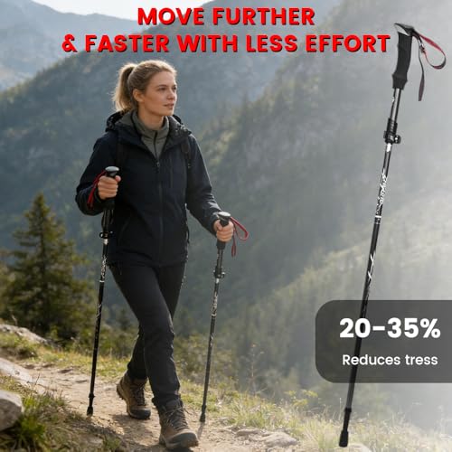 2Ps Trekking Poles, Collapsible Hiking Sticks with Tip Kits Suitable for Various Terrains, Lightweight Aircraft-Grade Alum...