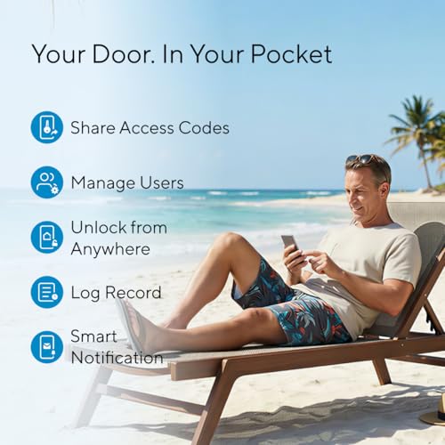 ULTRALOQ U-Bolt WiFi Smart Lock with Door Sensor, Built in Wi-Fi Keypad Deadbolt, Smart Door Lock for Front Door, Remote C...