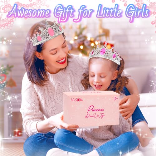 NINAOR Party Favors Princess Crowns for Little Girls, 16Pcs Princess Dress Up Tiaras for Kids Jewelry Cosplay Accessories,...