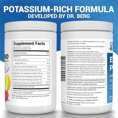 Dr. Berg Zero Sugar Hydration Keto Electrolyte Powder - Enhanced w/ 1000 mg of Potassium & Real Pink Himalayan Salt (NOT T...