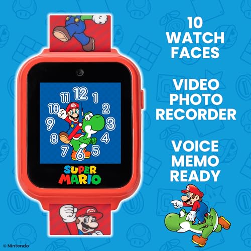 Super Mario Kids Interactive Smartwatch with Camera, Custom Watch Faces – Fits Wrists 5.5'' to 8''