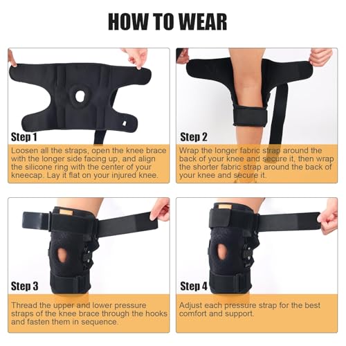 Hinged Knee Brace, Adjustable Knee Support Wrap for Men and Women, Pain Relief Swelling and Inflammation, Patellar Tendon ...