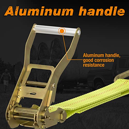 Ratchet Tie Down Strap - 4 Pack 2" x 27' Heavy Duty Ratchet Straps with Aluminum Handle, Cargo Straps for Moving Appliance...