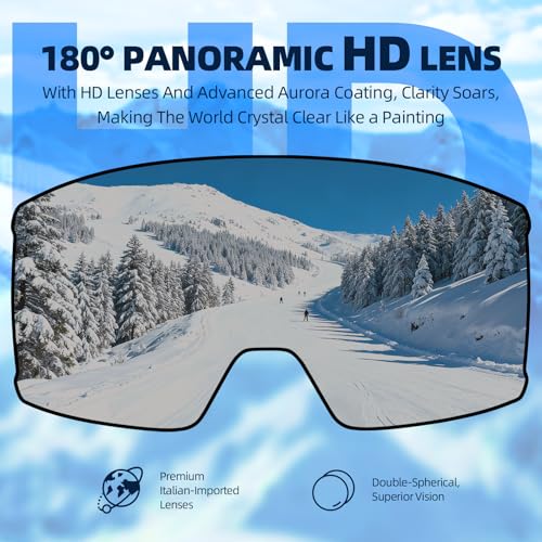 EverSport Ski Goggles, OTG Snowboard Goggles for Men Women with Magnetic Lens UV Protection and Anti Fog, Skiing Snowmobile