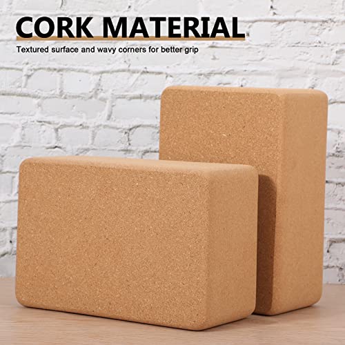 Leitee 4 Pcs Cork Yoga Blocks 9 x 6 x 4 Inch Cork Yoga Brick Non Slip Supportive Equipment High Density Bricks Wood Exerci...