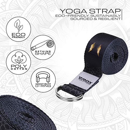 RDX 8ft Yoga Strap with D-Ring Buckle, Durable Polyester Cotton Adjustable Belts for Stretching Pilates Dance Gymnastics F...