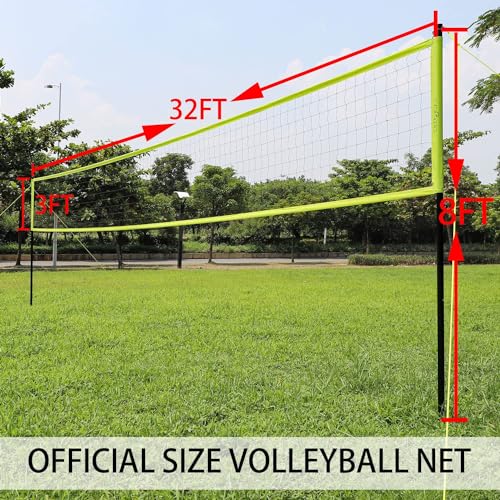 Volleyball Net Outdoor - Portable Volleyball Set for Backyard with Professional Volleyball Net, Wrap Yarn Volleyball and P...
